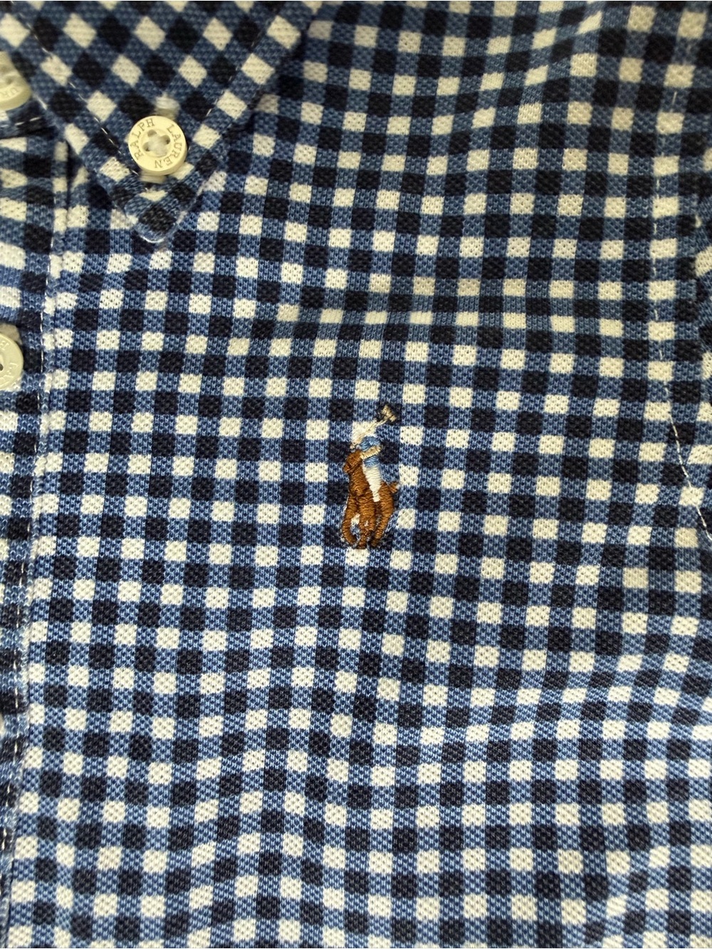 Ralph Lauren Navy and White Gingham Button-Down Shortall Size 24M - Picture 4 of 6